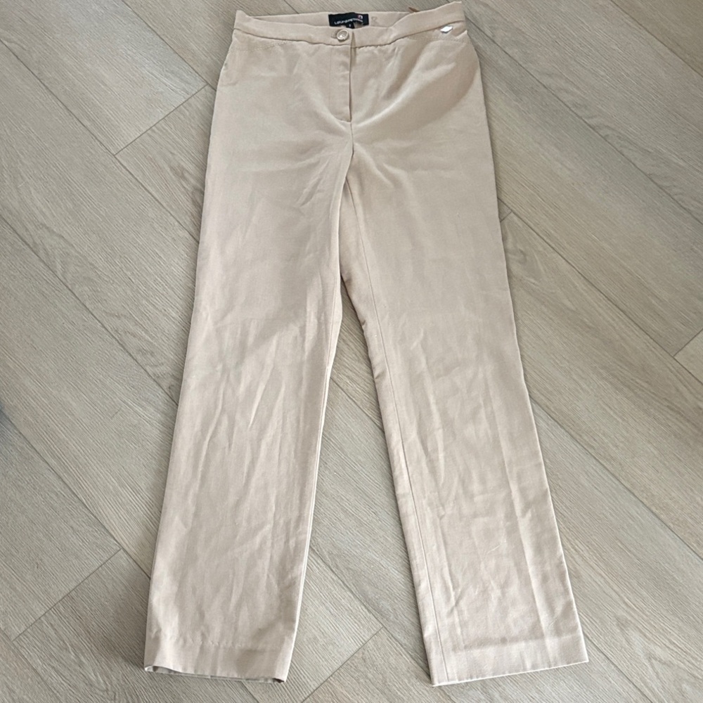 Beige Vintage Straight-Leg Pants